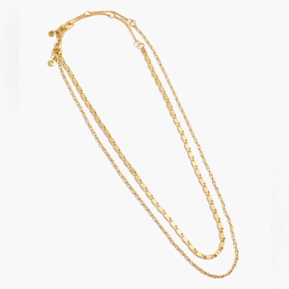 NWT MADEWELL Two-Piece Chain Necklace Set in Vintage Gold